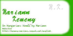 mariann kemeny business card